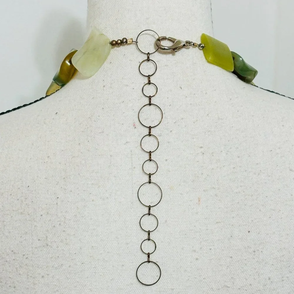 Vintage 80s Chunky Colored Stone Necklace w/Rabbits, Frogs